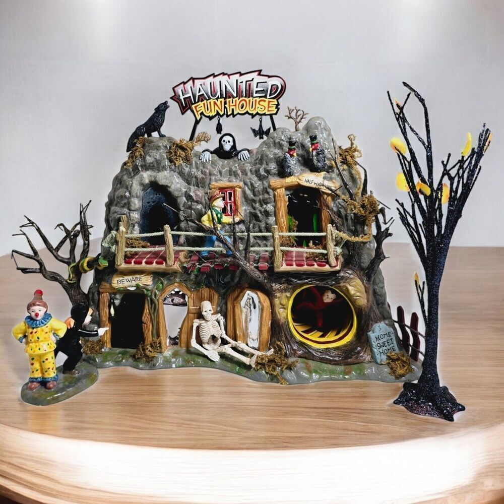 Dept 56 Halloween Haunted Fun House 55094 Boy Spins In Tunnel Lights‎ Up READ
